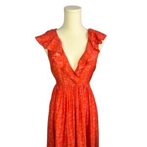 Hatch maternity coral Floral Dress size 2 maxi silk flowy elegant pink g…